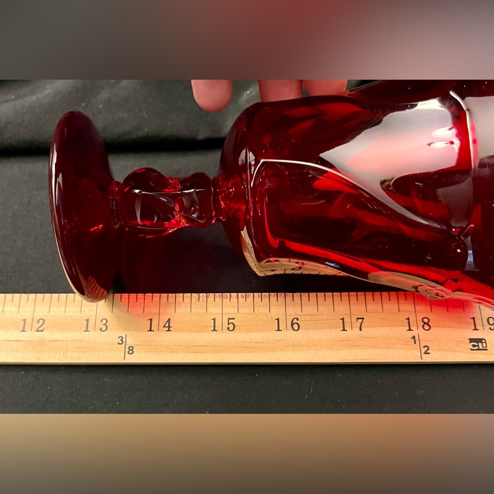 Fostoria VTG Christmas Set of 4 Jamestown Ruby Red Goblets Pedestal Pristine MCM - Picture 16 of 17